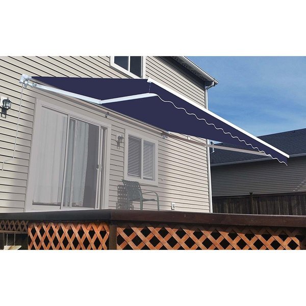 Tepee Supplies 10 x 8 ft. Retractable Outdoor Motorized Patio Awning, Blue TE1497813